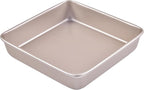 9x9 Baking Pan, 9 inch Brownie Pan, Nonstick Carbon Steel, Shallow Dish Bakeware by Bakeley