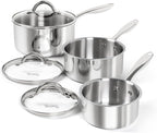 MICHELANGELO Saucepan Set 6pc, Triply Stainless Steel Sauce Pan by Michelangelo