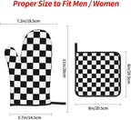Checkered Black and White Plaid Oven Mitts and Pot Holders Set of 4, Heat - Image 4