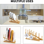 8 Pack Dish Rack Bamboo Drying Rack Wooden Plate Dish Rack Cabinet Organizer - Image 7