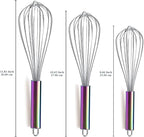 Berglander Rainbow Handle Whisk Pack of 3 Stainless Steel 8", Titianium Plating - Image 2