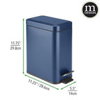 mDesign Small Modern 1.3 Gallon Rectangle Metal Lidded Step Trash Can, Compact - Image 7