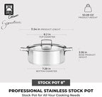 BRA COOKWARE Signature Stainless Steel Stock Pot w/Glass Lid | 8 Inch 2.4 Quart - Image 2