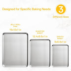 Ohtomber Stainless Steel Baking Sheet Pan Set, 3 Pack Cookie Sheets - Image 2