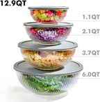 8pc Ribbed Glass Mixing Bowls - Image 4
