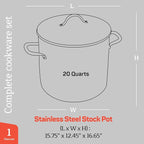 Stainless Steel Stockpot with Tempered Glass Lid 20 Quart, Durable 18/0 - Image 2
