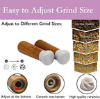 Tessie & Jessie Wooden Salt and Pepper Grinder Set, Premium Acacia Wood - Image 2
