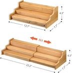 Spice Rack Kitchen Cabinet Organizer- 3 Tier Bamboo Expandable Display Shelf - Image 6