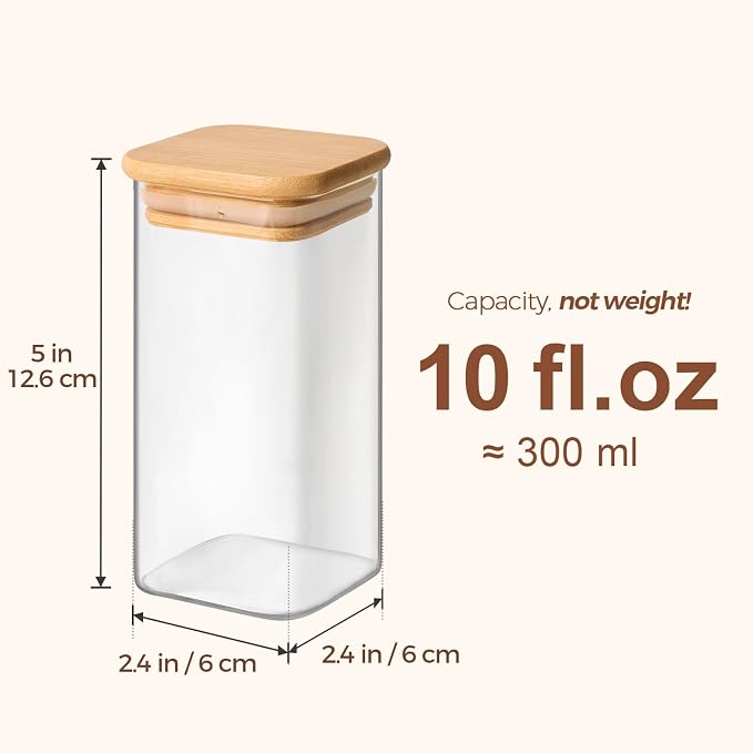ComSaf 12Pcs Spice Jars with Labels, Glass Jar with Bamboo Lid, 10oz Airtight - Image 3