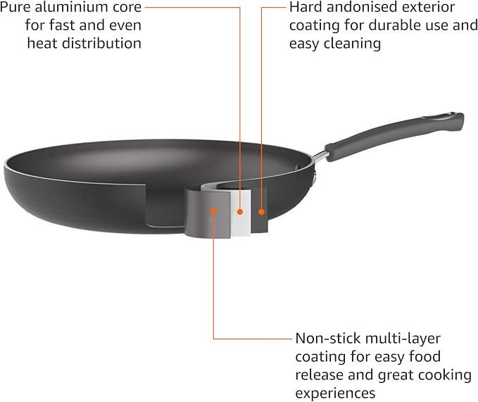 Amazon Basics Hard Anodized Non-Stick 12-Piece Cookware Set, Pans and Utensils - Image 3