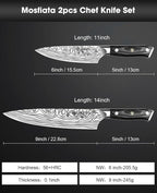 MOSFiATA 2Pcs Chef Knife Set, Sharp Kitchen Knife High Carbon German EN1.4116 - Image 2