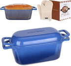Enameled Dutch Oven for Sourdough Bread Baking, 3.6QT Oval Cast Iron Bread Pan by COWORM