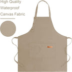 Apron for Men Women with Adjustable Straps and Large Pockets, Canvas Cotton - Image 3
