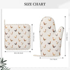 Oven Mitts and Pot Holders Set, Chicken Pattern Silicone Kitchen Accessories 4 - Image 3