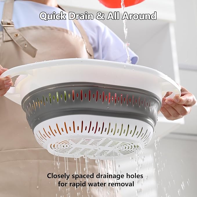 2-Pack Collapsible Silicone Colander Strainer, Foldable Kitchen Sink Basket - Image 2