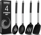 Pack of 4 Large Silicone Cooking Spatulas and Spoons, Slotted and Solid by DaiRenKitchen
