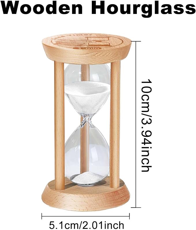 5 Minute Sand Timer Hourglass, 5 Min Wooden Sand Clock, Five Minute Wood Hour - Image 2