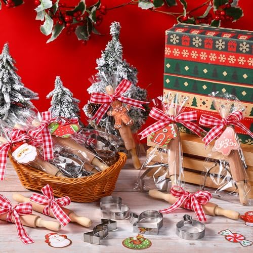 Tioncy 24 Set Christmas Baking Gifts Mini Wood Rolling Pin & Cookie Cutters - Image 5