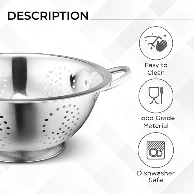 Avador Set of 3 Stainless Steel Colanders, Comes in 1.5 Quart 3qt Quart and 5 - Image 6