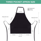 Jubatus 2 Pack 3 Pockets Adjustable Bib Apron Chef Kitchen Cooking Aprons - Image 6