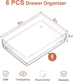 SMARTAKE 6 PCS Clear Plastic Drawer Organizers Set, Large Size Non-Slip Desk - Image 2