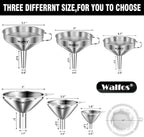 Stainless Steel Funnel, Walfos 6 Different Sizes of Kitchen funnels - Image 4