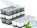 Large Ice Cube Trays with Lid, Jrisbo 2 Pack Stackable Silicone Ice Cube Molds by Jrisbo