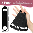 WEGAZ-5 Pack 7inch Black Stainless Steel Flat Beer Bottle Opener, Stainless - Image 2
