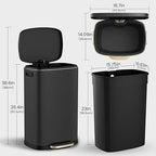 ELPHECO Kitchen Trash Can with Lid Soft Close, 13 Gallon / 50L Stainless Steel - Image 2