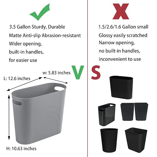 rejomiik Small Trash Can, 3.5 Gallon Slim Garbage Can Plastic Waste Basket - Image 3