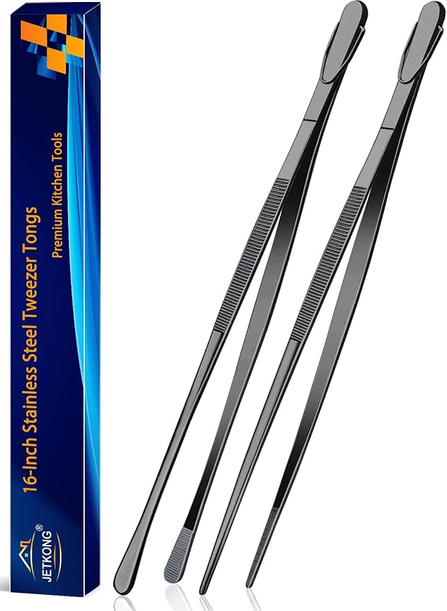 JETKONG 2 Pcs 16-Inch Heavy Duty Plating Tongs, Extra-Long Kitchen Fine Tongs by JETKONG