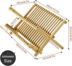 KKTONER Bamboo Dish Drying Rack 2 Tier Foldable Plate Organizer Collapsible - Image 3