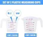 DTDNZKN 2 Pack Measuring Cup Set, Includes 250Ml, and 500Ml Plastic Liquid - Image 2