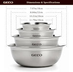 GEDO Stainless Steel 4 Piece Mixing Bowls Set, SUS316 Metal Nesting Bowls - Image 3