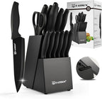 15-Piece Stainless Steel Kitchen Knife Set, Built-in Knife Sharpener, by KATISUN