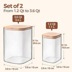 ComSaf Glass Food Storage Containers, 3.6Qt/1.2Qt Glass Flour and Sugar - Image 2