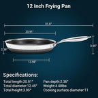 12 Inch Tri-Ply Stainless Steel Hybrid Frying Pan - Image 7
