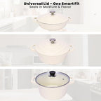 QuliMetal Enameled Cast Iron Set 5-Pc, Dutch Oven, Grill Pan, - Image 5