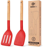 Pack of 2 Silicone Cooking Spatula, Heat Resistant Solid Turner, Non Stick by BUNDLEPRO