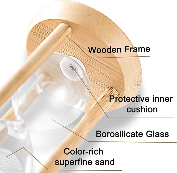 3 Minute Sand Timer Hourglass, 3 Min Wooden Sand Clock, Three Minute Wood Hour - Image 4
