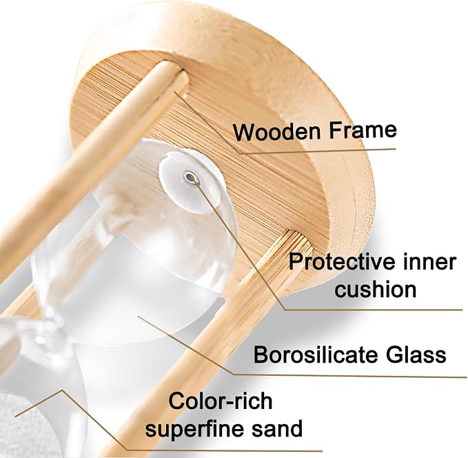 5 Minute Sand Timer Hourglass, 5 Min Wooden Sand Clock, Five Minute Wood Hour - Image 4
