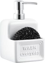 RQYIXI Soap Dispenser with Sponge Holder Ceramic Hand and Dish Soap Dispenser by RQYIXI