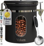 Veken Coffee Canister with Window, Airtight Stainless Steel Kitchen Food by Veken