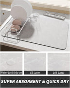 AMOAMI Coffee Mat Hide Stain Rubber Backed Absorbent Dish Drying Mat - Image 3
