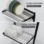 junyuan Hanging Dish Drying Rack Wall Mount, Dish Racks Drainer, 3 Tier Kitchen - Image 4