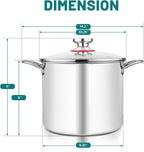 TeamFar 10 Quart Stock Pot, Stainless Steel Tri-ply Large Stockpot Pasta Soup - Image 2