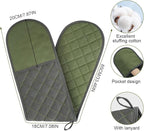 AUAUY Green Double Oven Mitts, 250°C/482°F Heat Resistant BBQ Mittens - Image 2