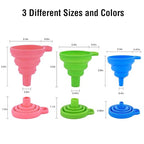 Kitchen Silicone Collapsible Funnel Set of 3, Small and Large, - Image 2