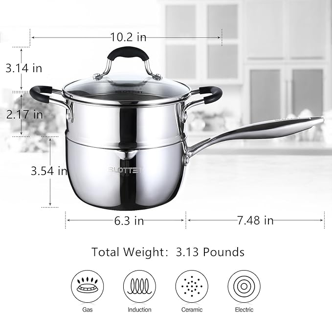 SLOTTET Tri-Ply Full Body Stainless Steel Sauce Pan - Image 6