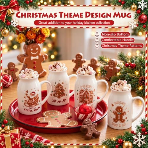 Hushee Christmas Mugs Set of 4 with Gift Box, 13.5 oz, Gingerbread Man - Image 6